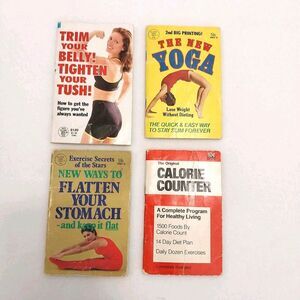 4 Vintage Diet And Exercise Books Yoga Stomach And Tush Tightening #B081